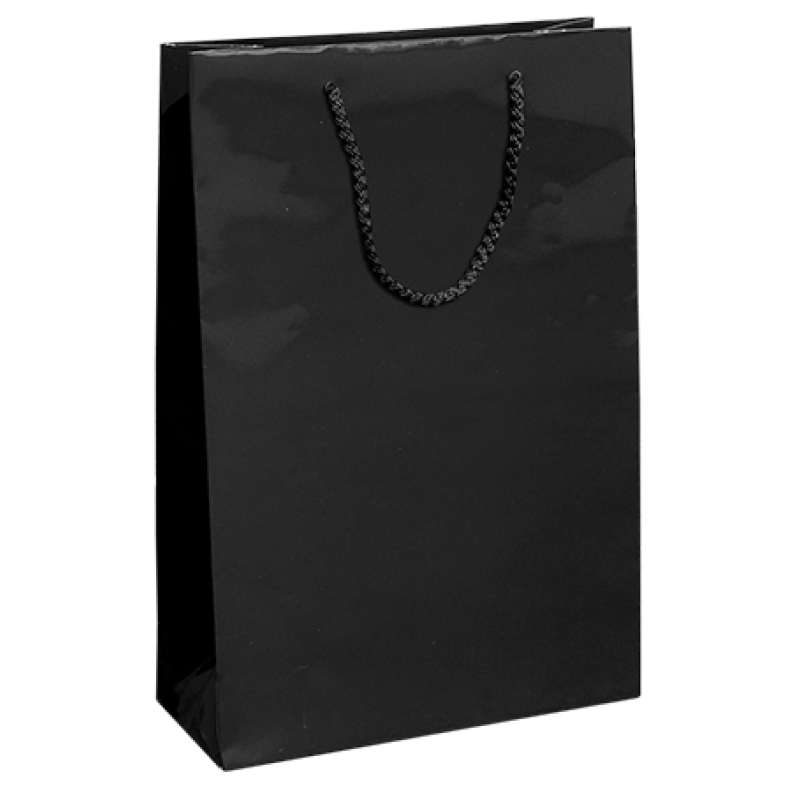 200g Coated Paper Bags - Gloss Laminated - Black