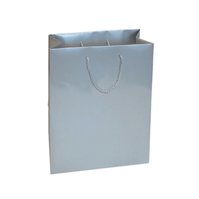 Bolsas de papel estucado de 200 g - Laminado brillante - Plata