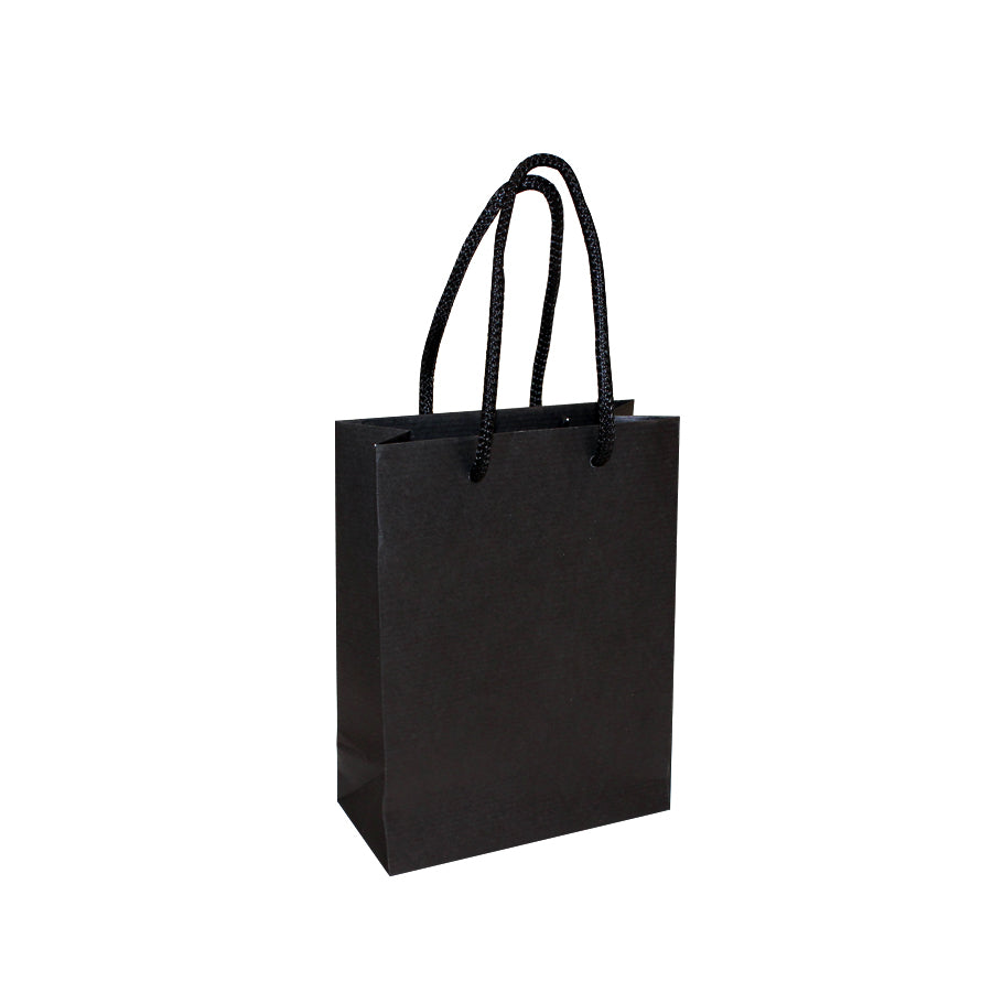 White Kraft Paper Bags 140gsm with Cord - Black