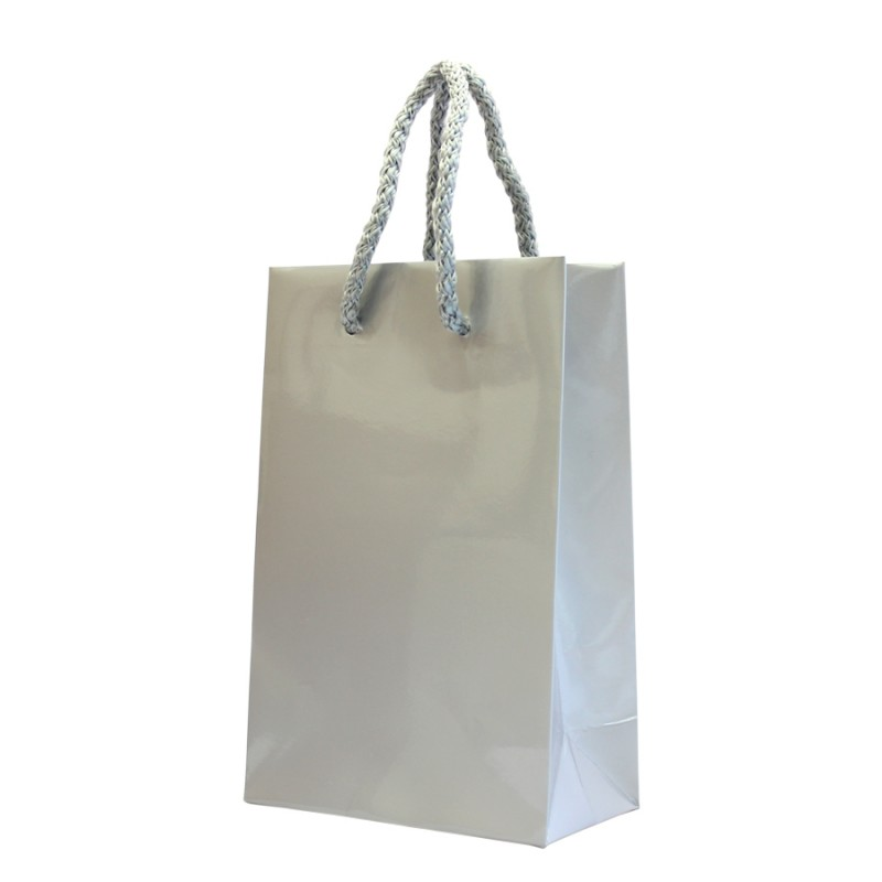 Bolsas de papel estucado de 200 g - Laminado brillante - Plata