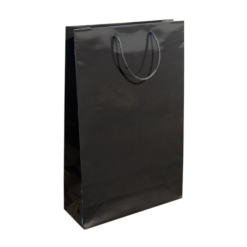 200g Coated Paper Bags - Gloss Laminated - Black