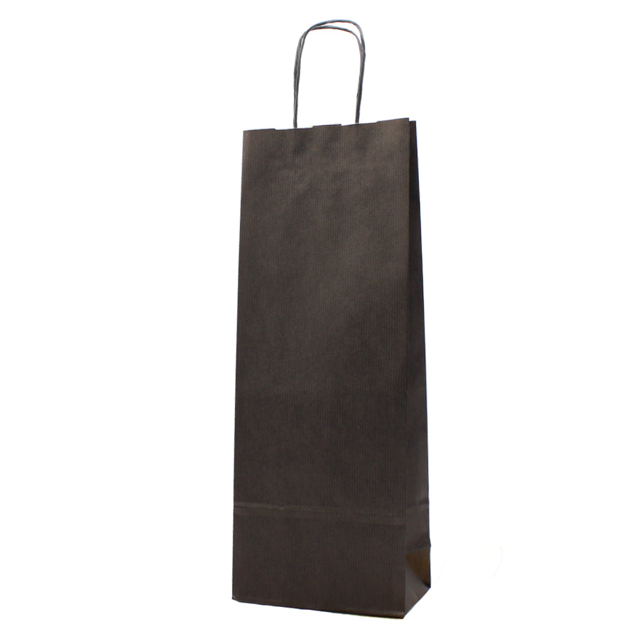 Black Natural Kraft Twisted Handle Bottle Bags