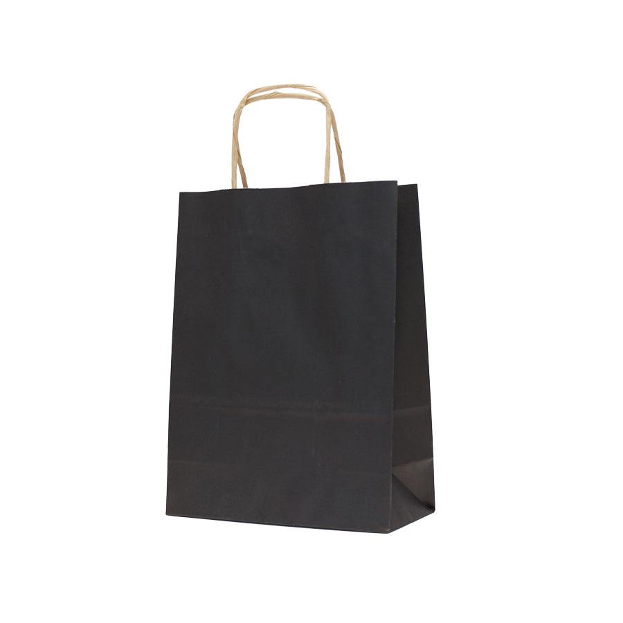 White Kraft Twisted Handle Bags 90gsm - Black