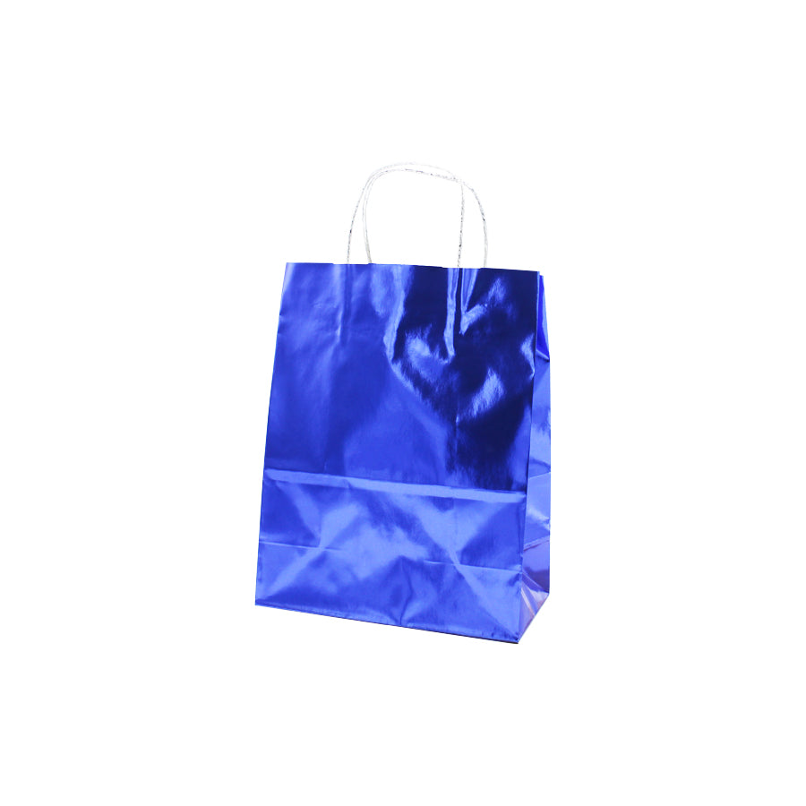 Metallized Twisted Handle Bags 130g - Dark Blue