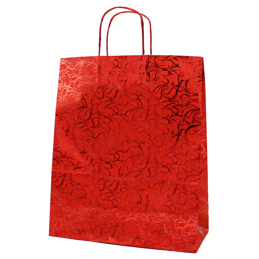 Metallic Twisted Handle Bags 130g - Red