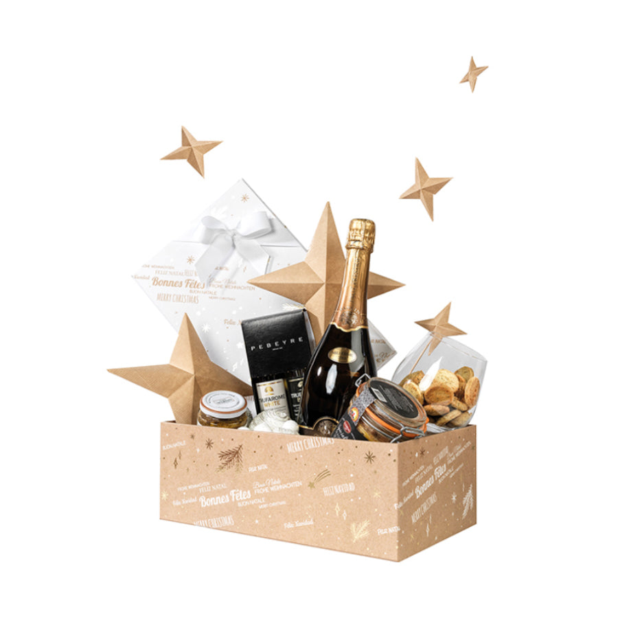 Caixas com Tampa e Fundo - Kraft e Branco - "Boas Festas"
