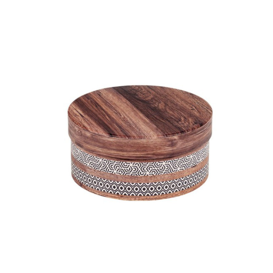Coffret Redondo com Tampa e Fundo - Castanho - "Madeira"