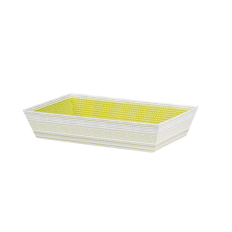 Rectangular Basket without Handle - Green, Grey, and White
