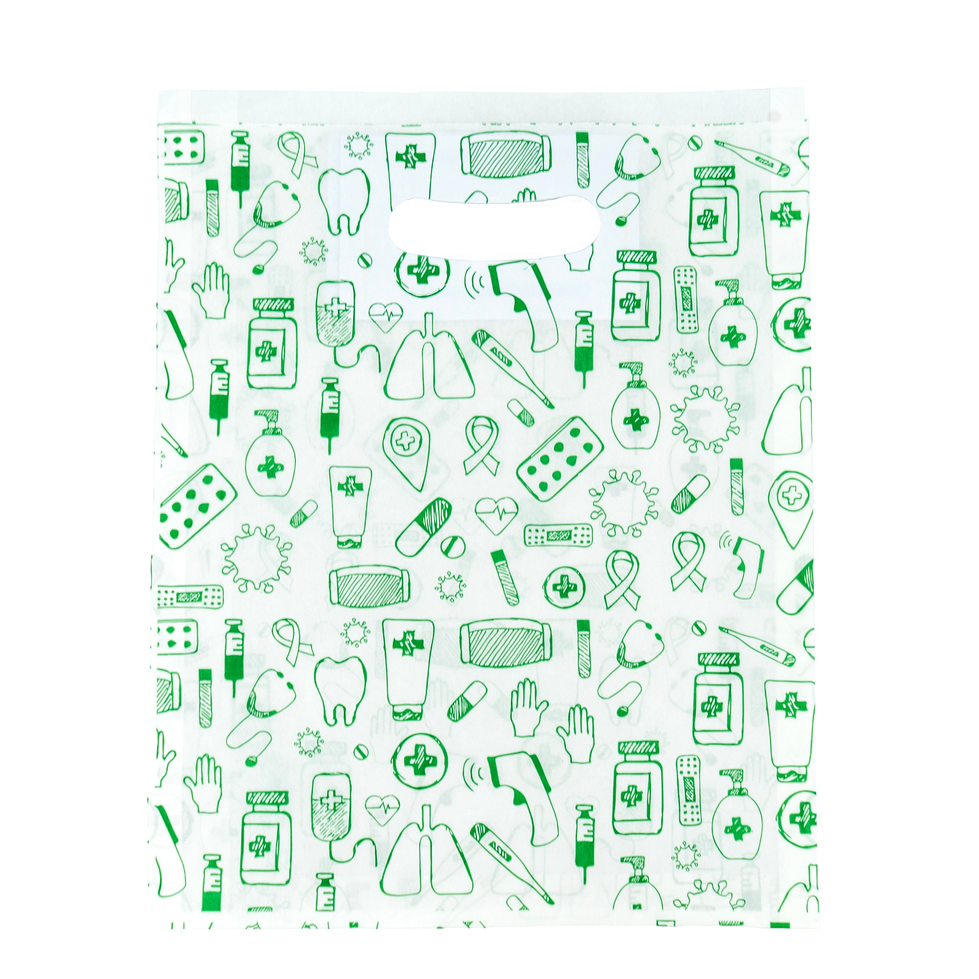 Sacos Corte Feijão Kraft Natural 40g - Branco e Verde - "Genérico Farmácia"