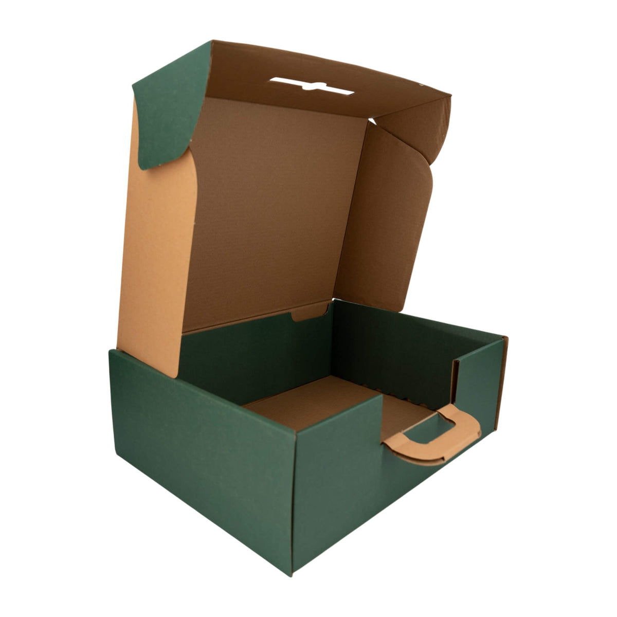 Caixa Mala em Cartão com Pega - Kraft e Verde - "Conforto"