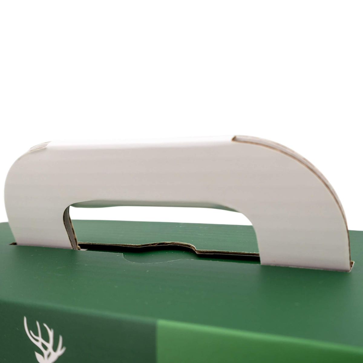 Caixa Mala em Cartao com Pega - Verde e Branco - "Bosque Inverno"