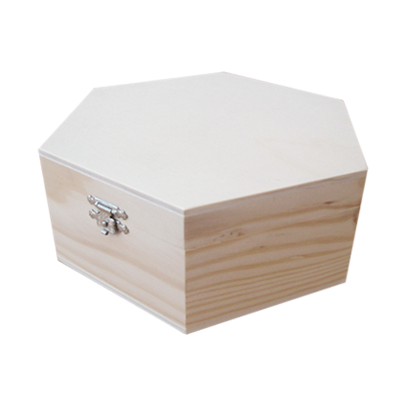 Wooden Hexagonal Box with Latch - Wood