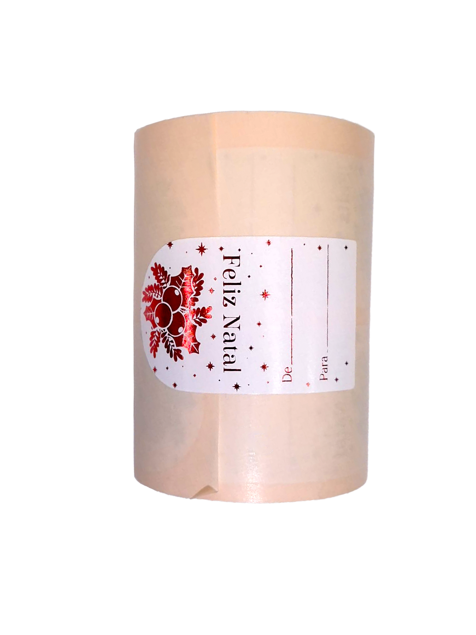 Etiqueta Adhesiva Vertical - Rojo - "Feliz Navidad/Acebo"
