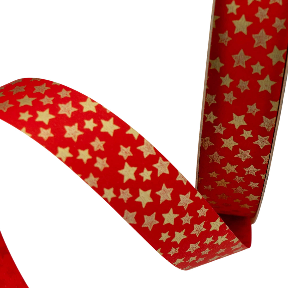 Painted Ribbon - Red and Gold - "Stars"