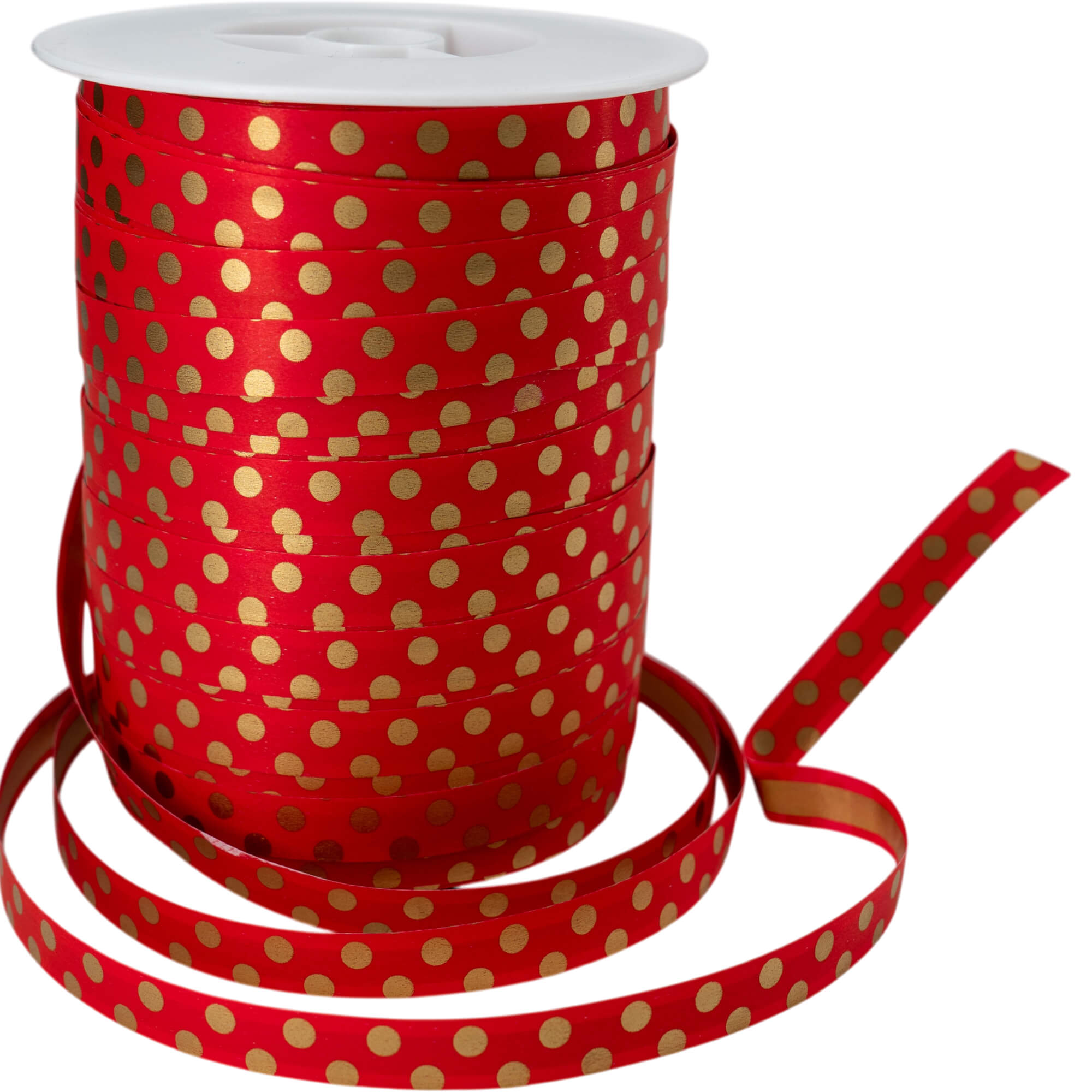 Dots Stripes Ribbon - Red and Gold - "Balls"
