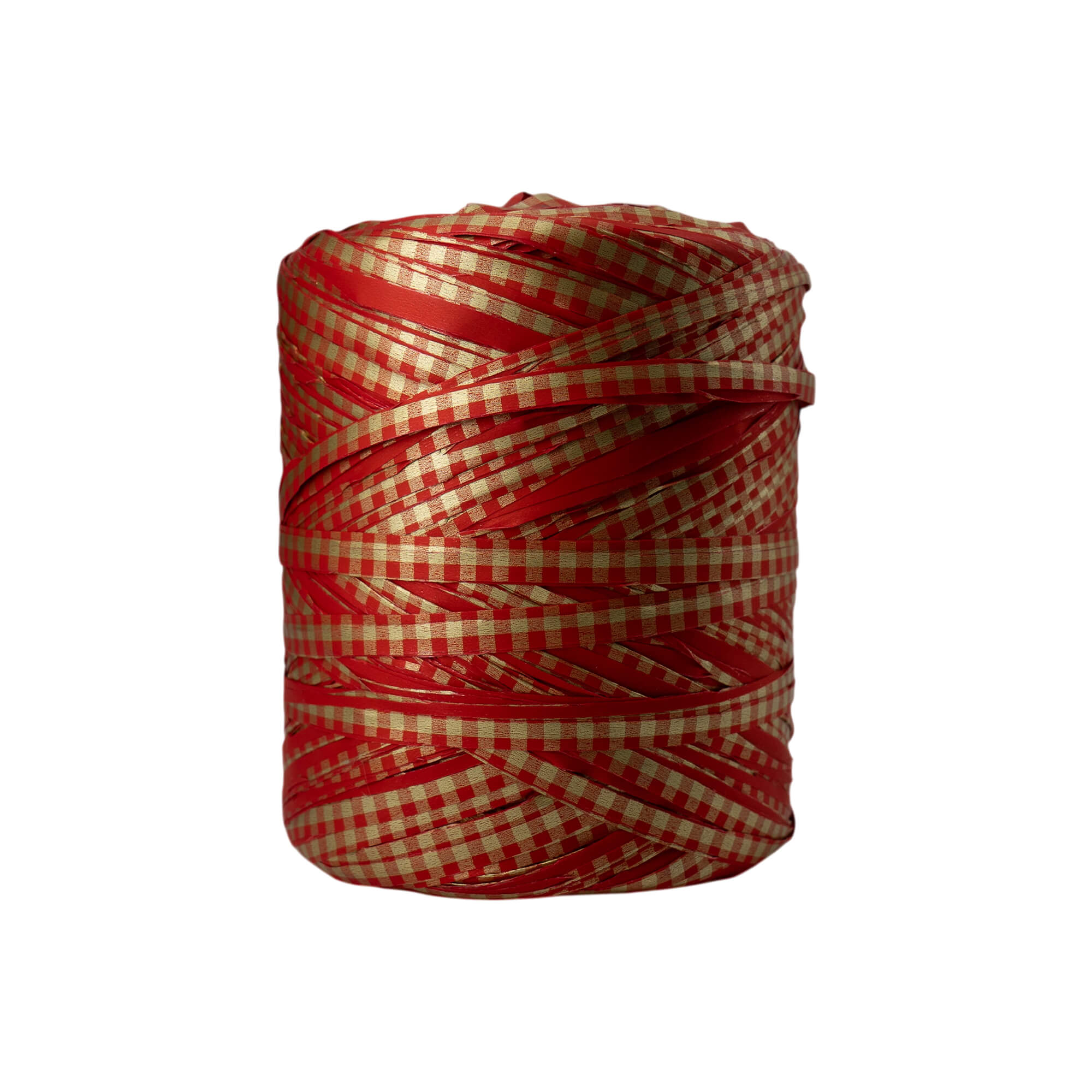 Fita Ráfia Vichy - Vermelho e Ouro - "Quadrados"