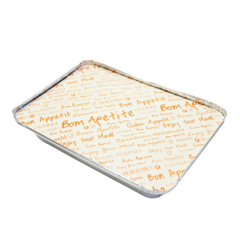 Embalagem de Alumínio com Tampa - Prata, Branco e Vermelho - "Bom Apetite"