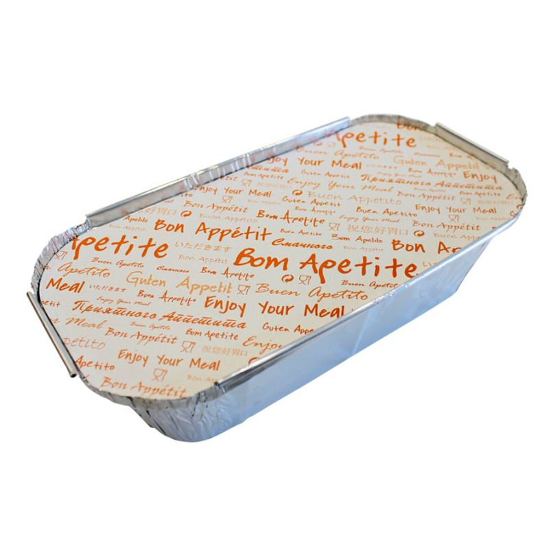 Embalagem de Alumínio com Tampa - Prata, Branco e Vermelho - "Bom Apetite"