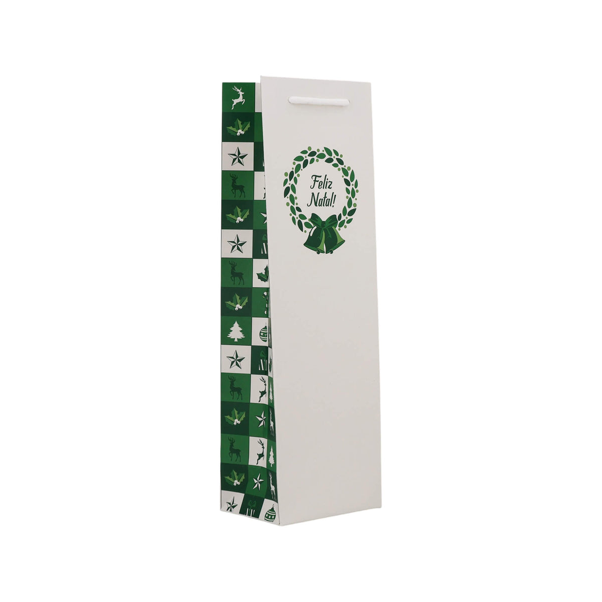 Sacos de Papel Couché 200g - Plastificado Mate - Verde e Branco - "Bosque Inverno"