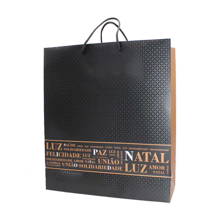200g Coated Paper Bags - Matt Laminated - Black and Copper - "Christmas"