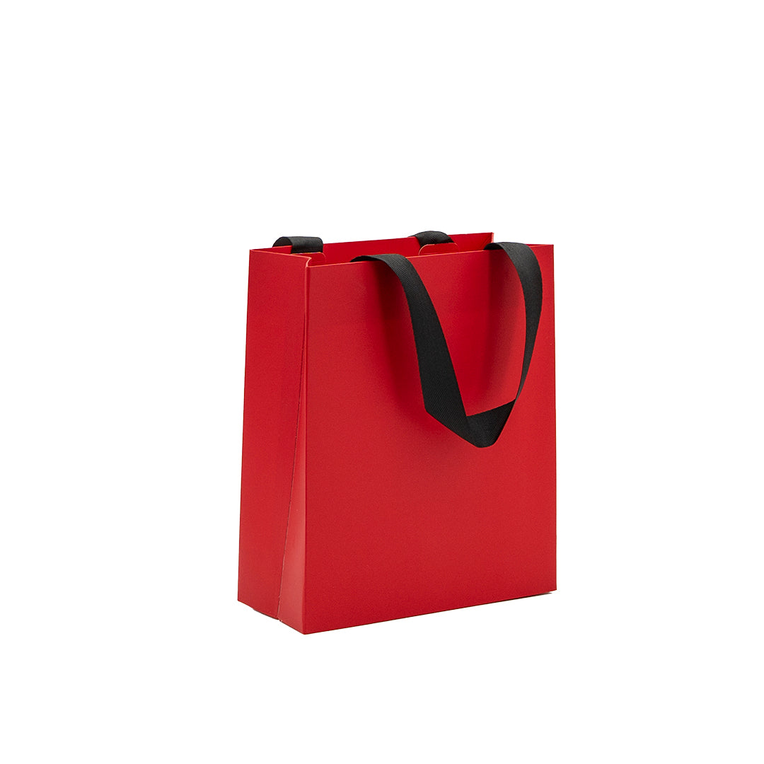 Premium 250gsm Cardboard Bags with Ribbon - Matt Laminated - Red