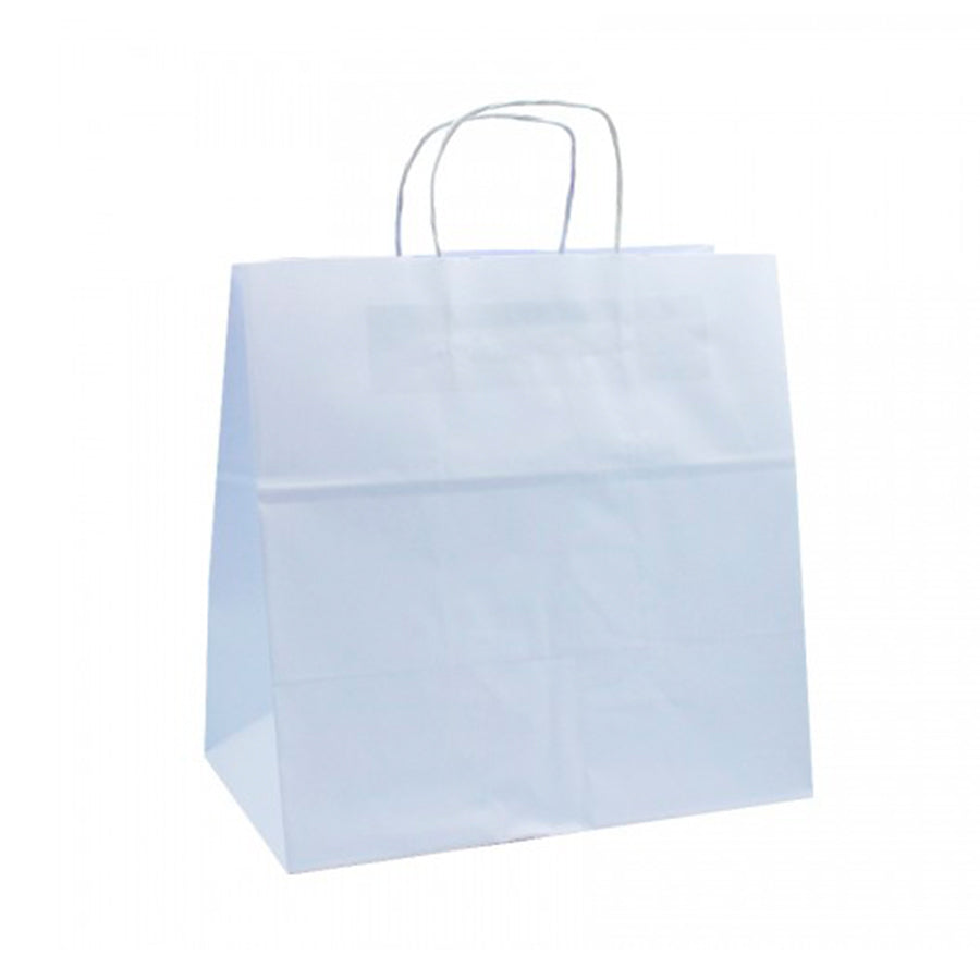 Twisted Handle Take-Away White Kraft Bags 90g - White