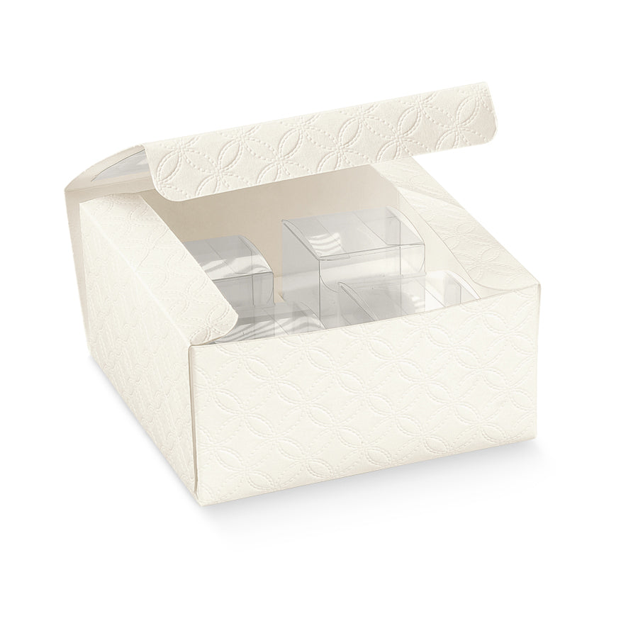Caixa com Janela em PVC com 4 Mini Caixas em PVC 40Cx40L no Interior - Branco - "Matelasse"