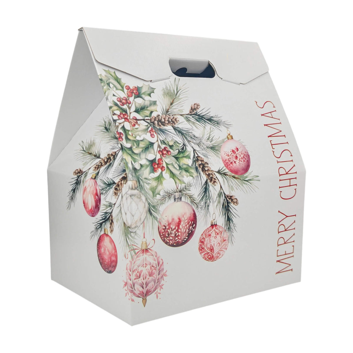 Caixa Cabaz Baulotto - Branco, Vermelho e Branco - "Addobbi di Natale"
