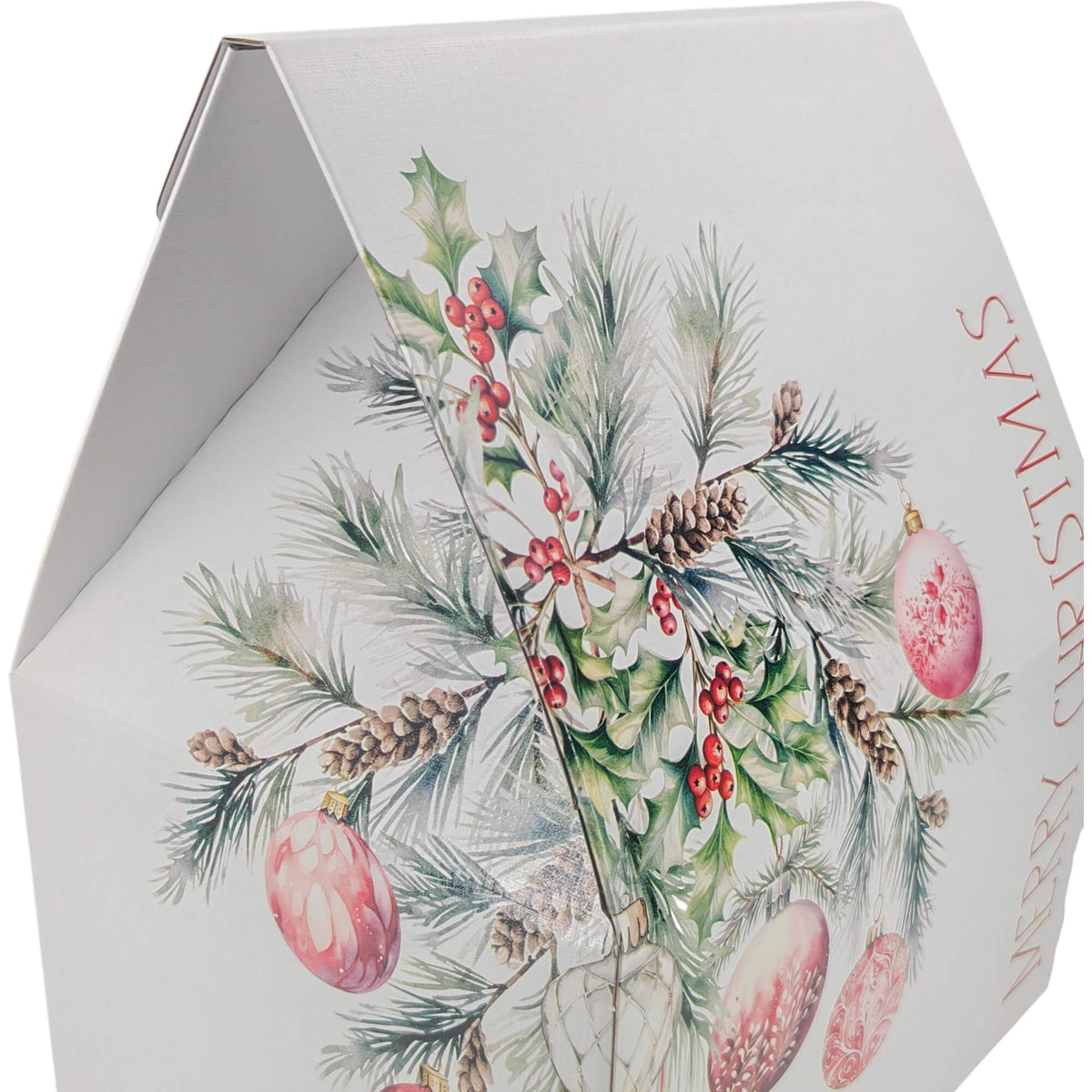 Caixa Cabaz Baulotto - Branco, Vermelho e Branco - "Addobbi di Natale"