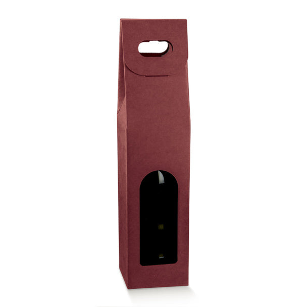 Caixas com Janela para Garrafas - Bordeaux - "Kraft"