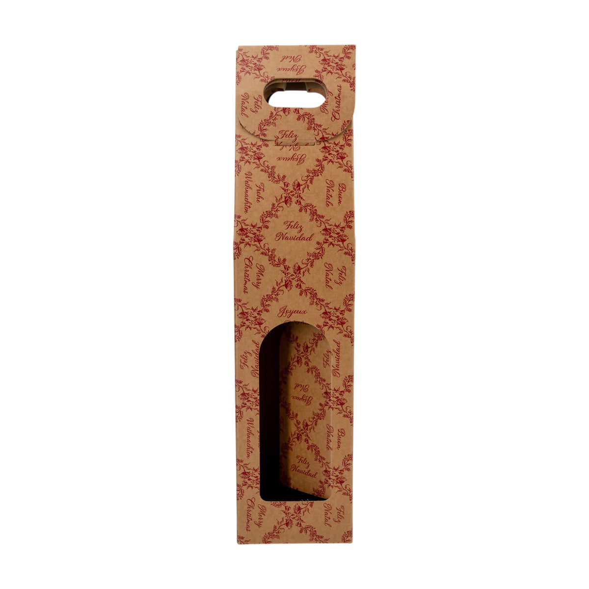 Cajas con Ventana para Botellas - Kraft y Rojo - "Royal Garden"