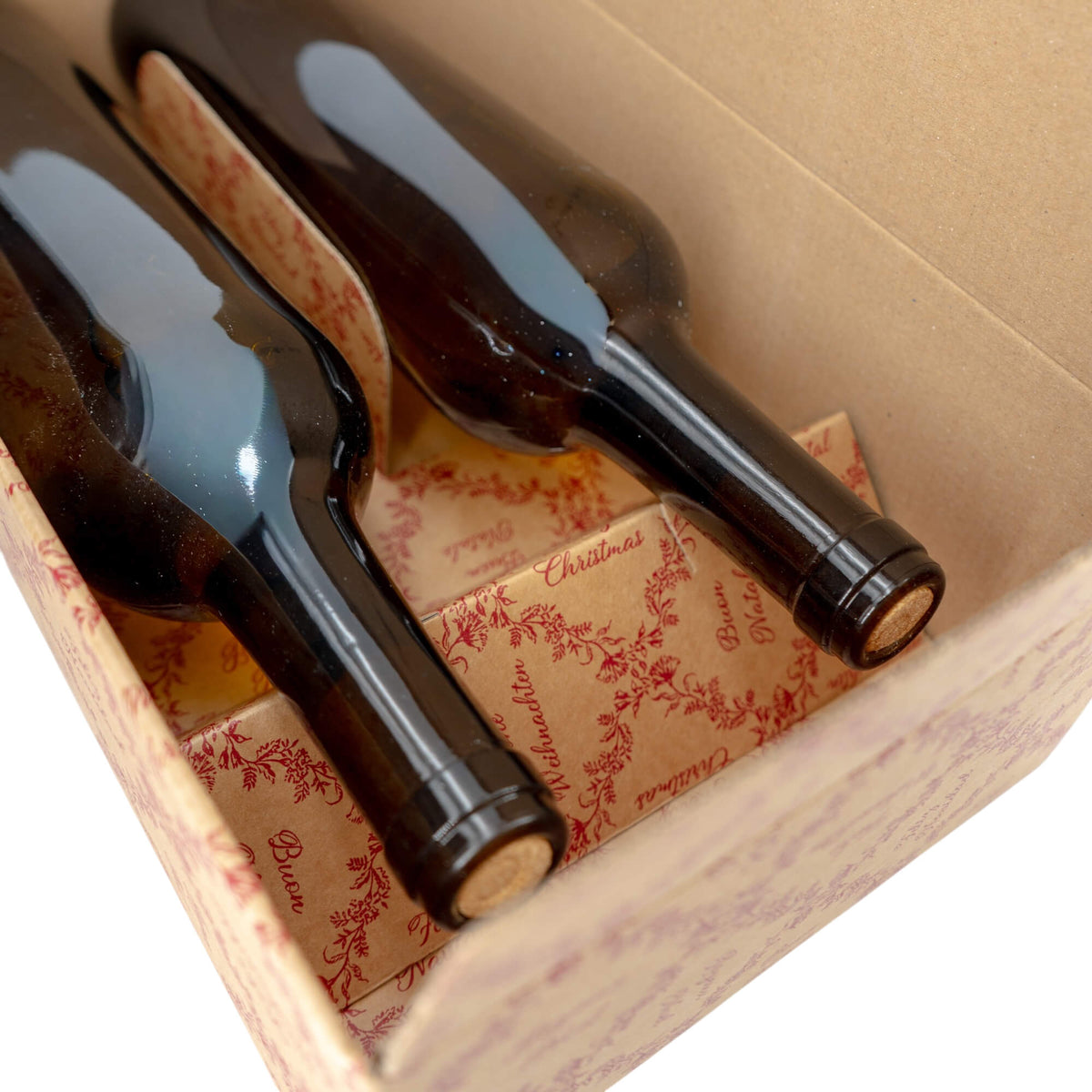 Cajas Únicas para Botellas - Kraft y Rojo - "Royal Garden"