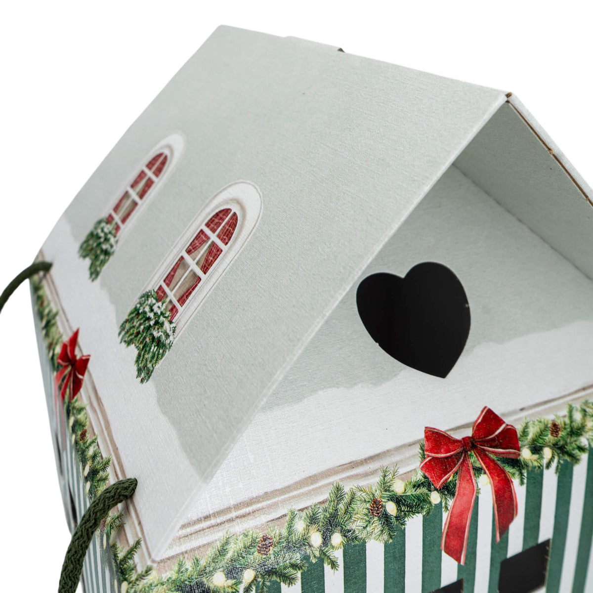 Caja Casa con Cordón - Verde y Blanco - "Market Verde"