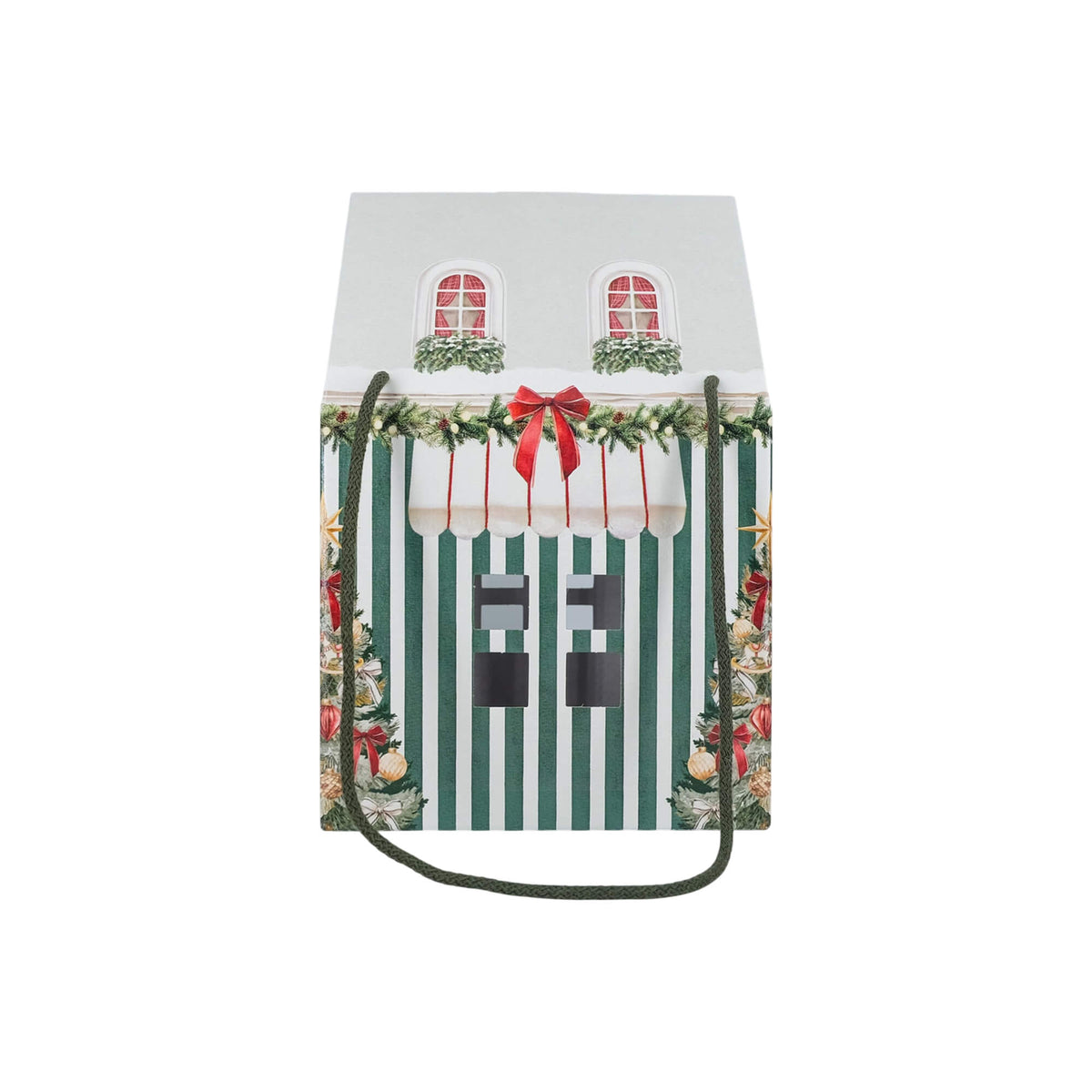Caja Casa con Cordón - Verde y Blanco - "Market Verde"