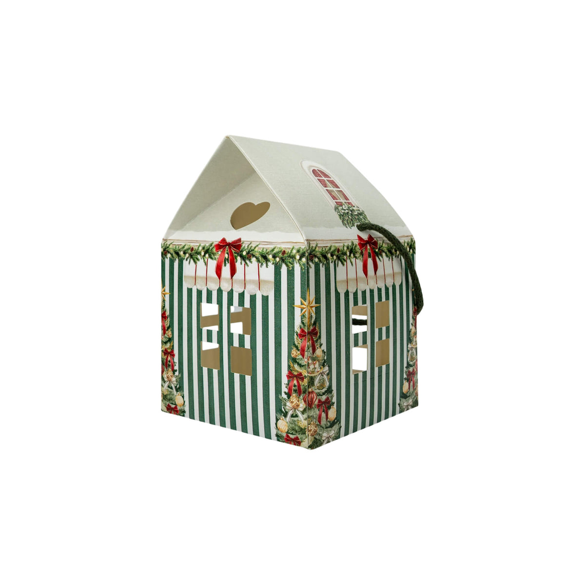 Caja Casa con Cordón - Verde y Blanco - "Market Verde"