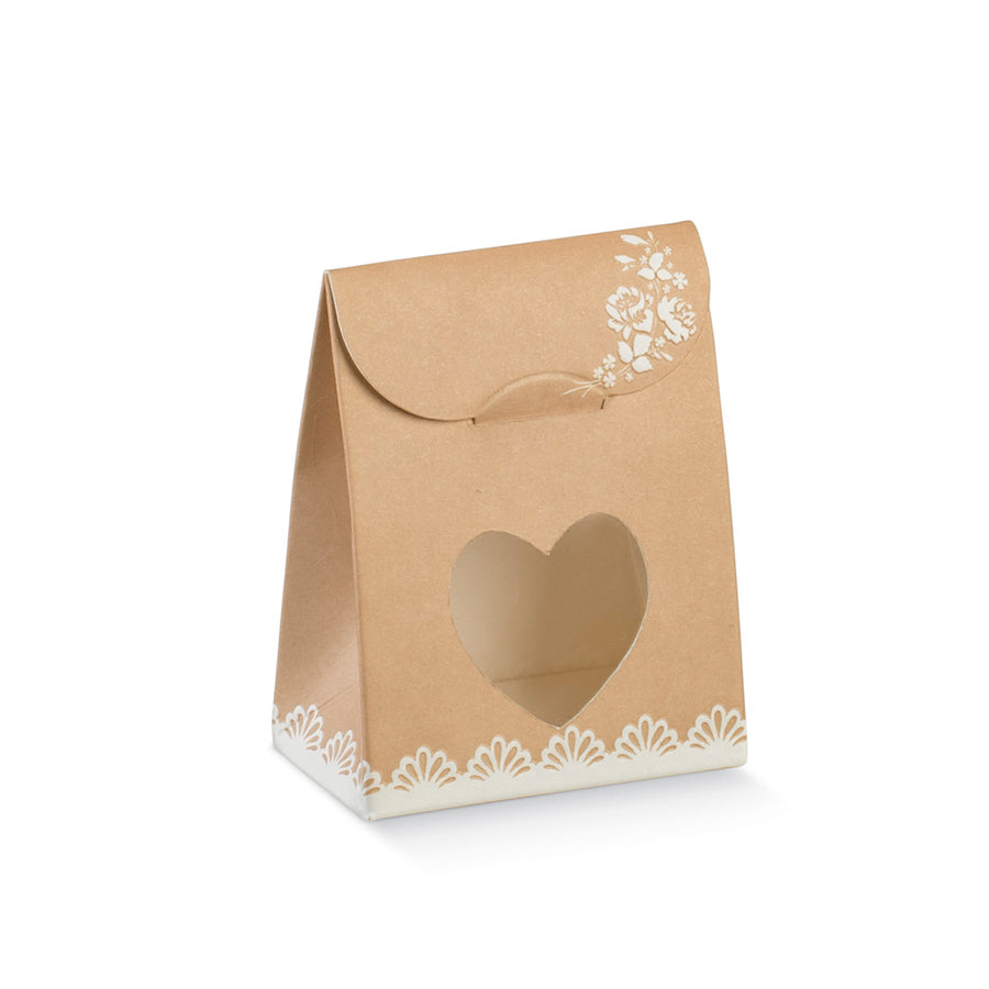 Cajas con Solapa y Ventana de Corazón - Kraft - "Rose Avana"