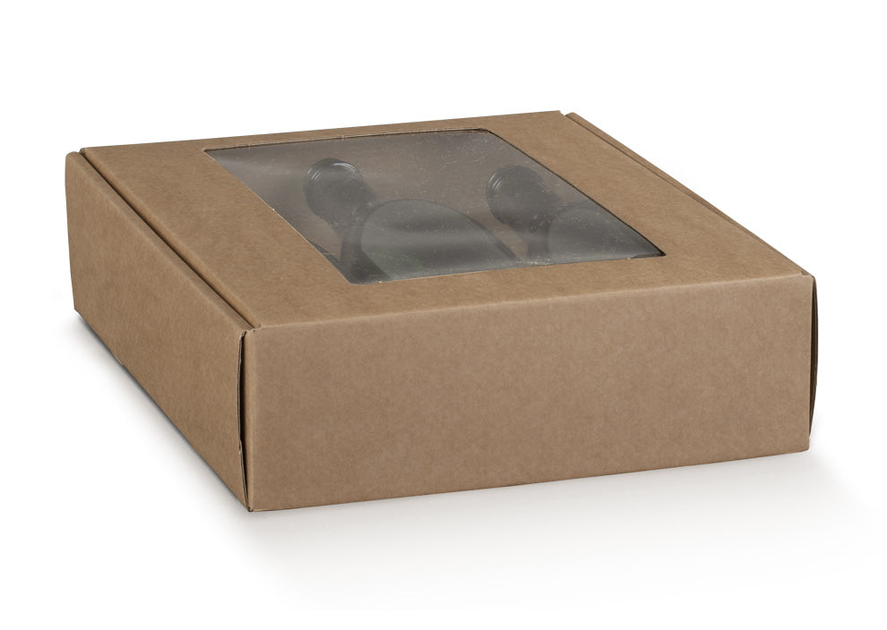 Cajas Cantinetta con Ventana para Botellas - Kraft - "Avana"