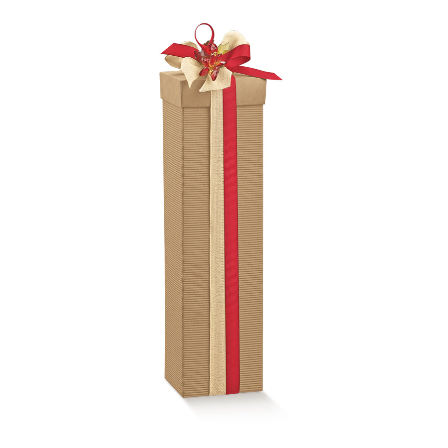 Cajas con tapa y fondo para 1 botella - Kraft - "Onda Avana"