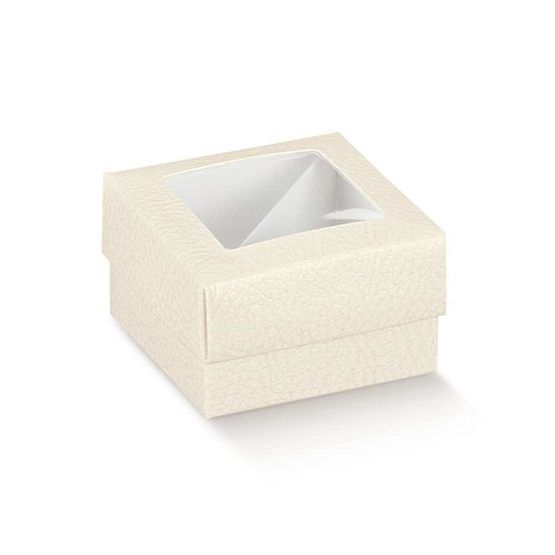 Cajas Tapa y Fondo con Ventana - Blanco - "Piel"