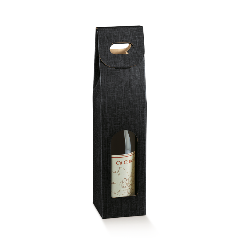 Cajas con Ventana para Botellas - Negro - "Seta"
