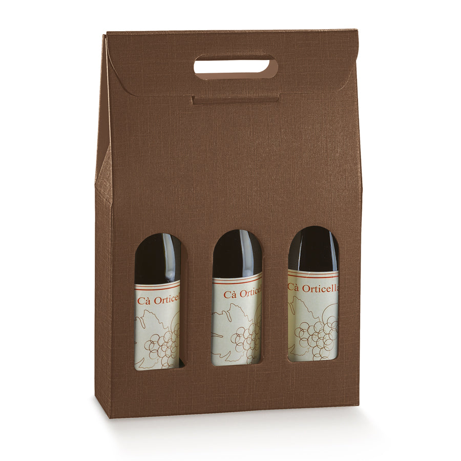 Cajas con Ventana para Botellas - Marrón - "Flecha"