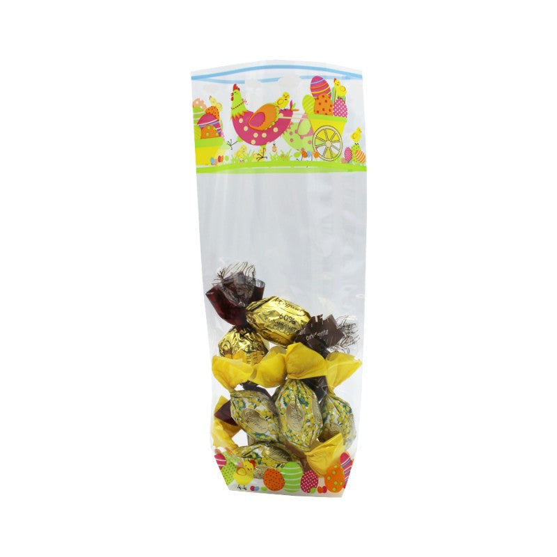 Bolsas de polipropileno (PP) con fondo de cartón hexagonal - Multicolor - "Huevos y gallinas"