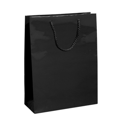 200g Coated Paper Bags - Gloss Laminated - Black