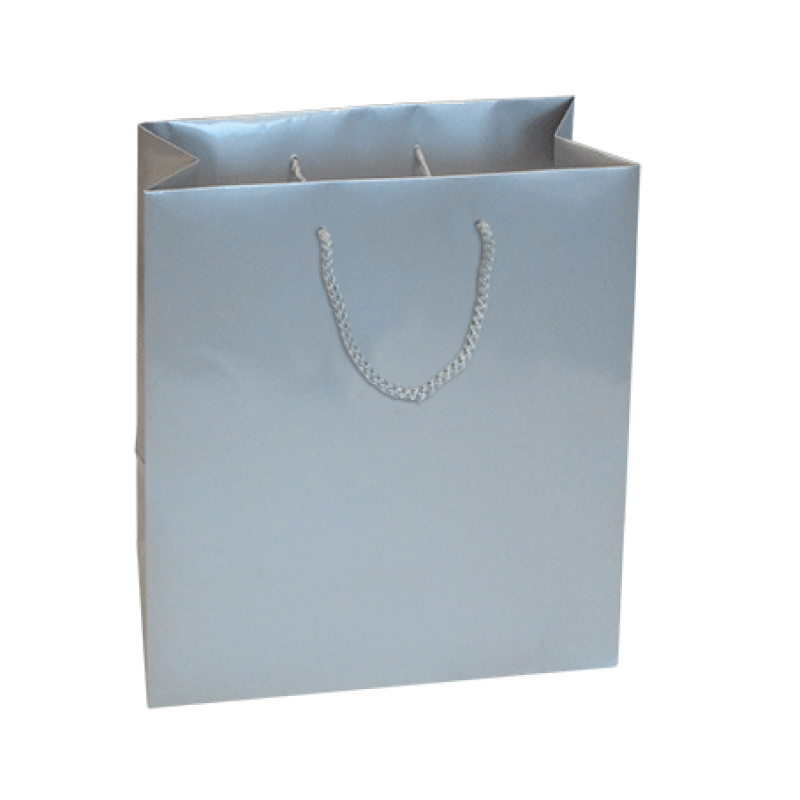 Bolsas de papel estucado de 200 g - Laminado brillante - Plata