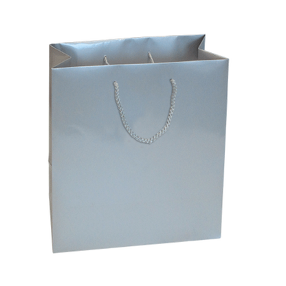 Bolsas de papel estucado de 200 g - Laminado brillante - Plata