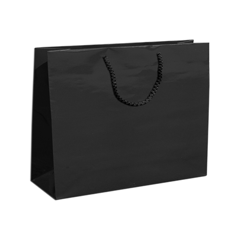 200g Coated Paper Bags - Gloss Laminated - Black