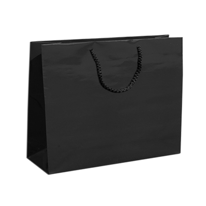 200g Coated Paper Bags - Gloss Laminated - Black