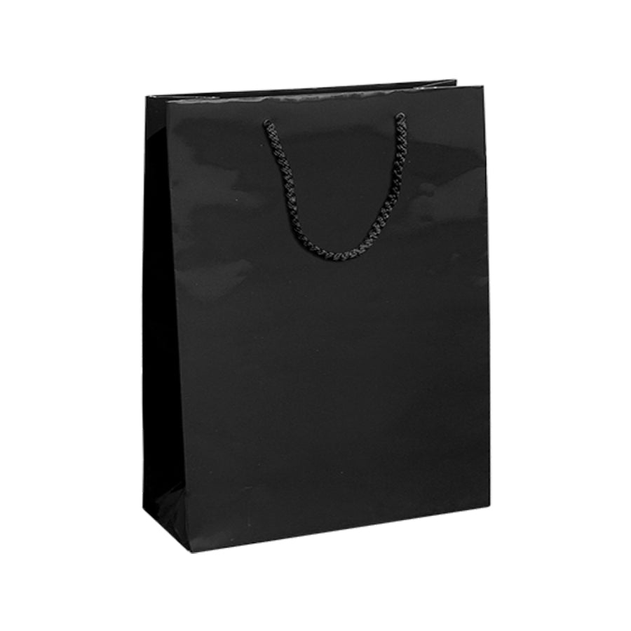 200g Coated Paper Bags - Gloss Laminated - Black