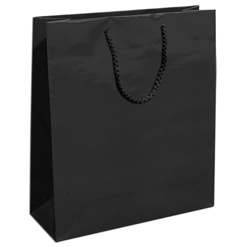 200g Coated Paper Bags - Gloss Laminated - Black