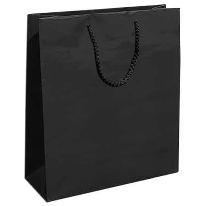 200g Coated Paper Bags - Gloss Laminated - Black